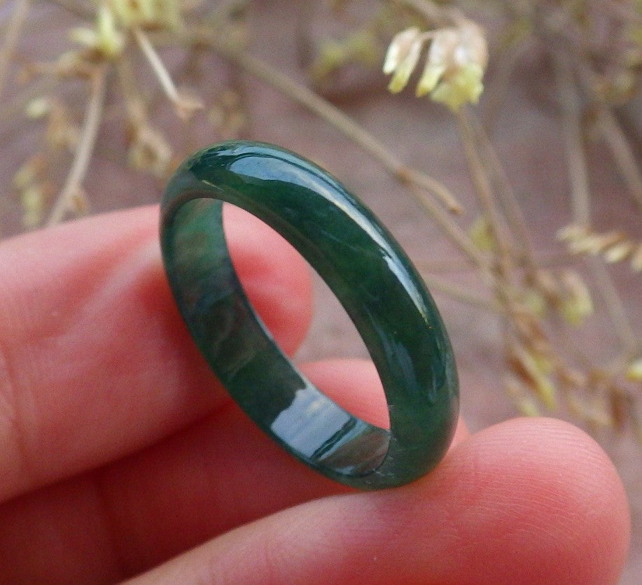 Certified Icy Green Burma 100% Natural A JADE Jadeite Circle RING USA. 7 戒指 642234 TN
