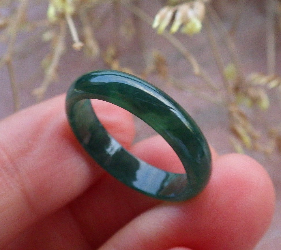 Certified Icy Green Burma 100% Natural A JADE Jadeite Circle RING USA. 7 戒指 642234 TN