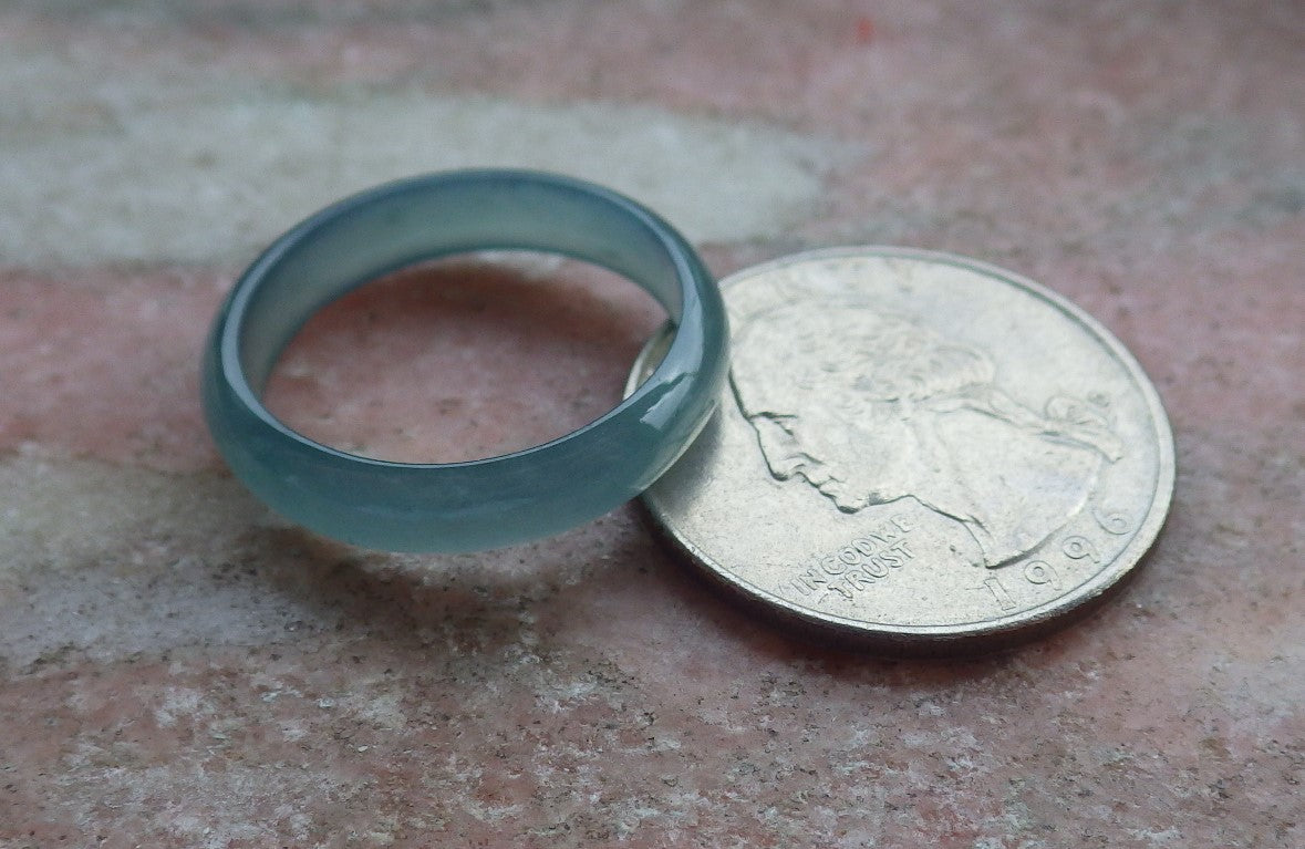 Certified Icy Green Burma 100% Natural A JADE Jadeite Circle RING USA. 8 戒指 642389 TN