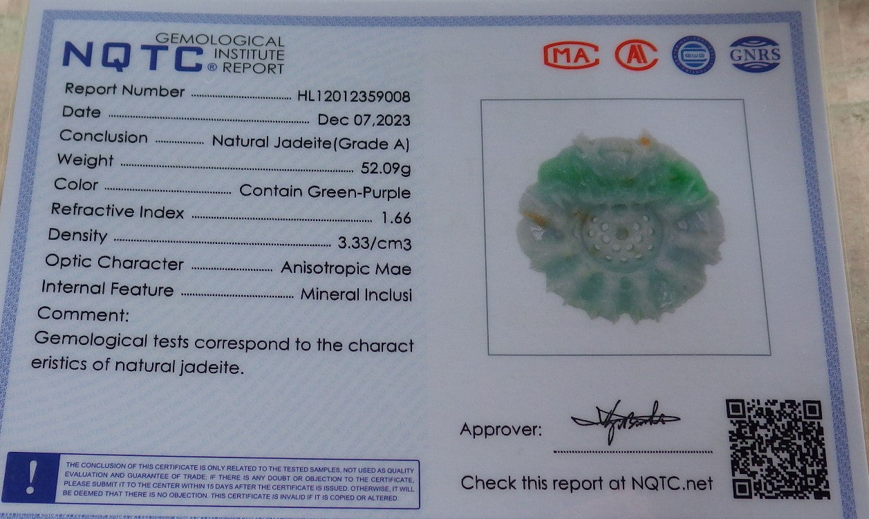 Certified Icy Green Burma 100% Natural A Jade jadeite Pendant 9 Dragon Bead Necklace 九龙戏珠 642989 TN