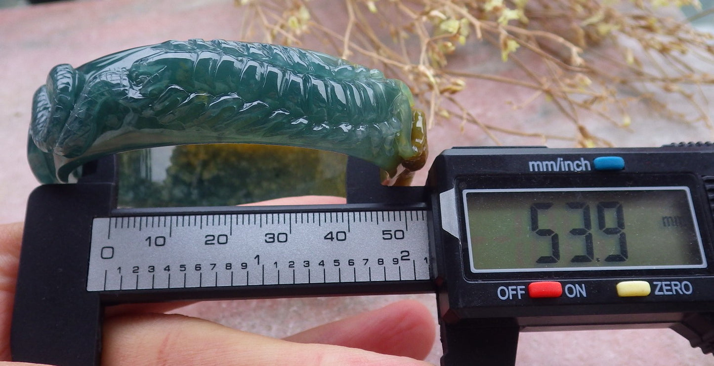 Certified JADE Jadeite Frog centipede snake Bangle Bracelet 54 mm 643222 TN