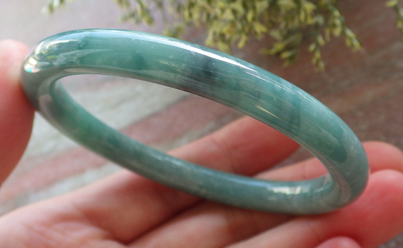 Certified Green Burma 100% Natural A JADE Jadeite Circle Bangle Bracelet 57 mm 手镯 643749 TN