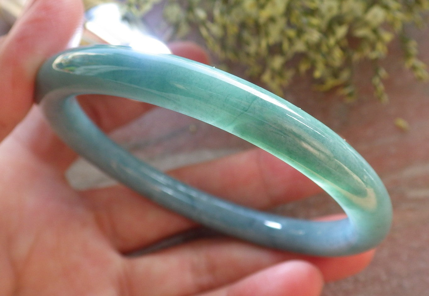 Certified Green Burma 100% Natural A JADE Jadeite Circle Bangle Bracelet 58 mm 手镯 643854 TN