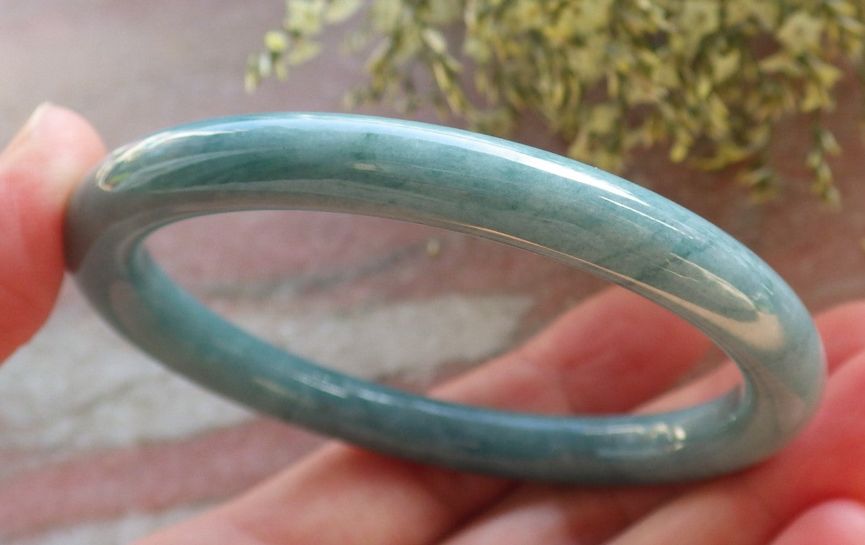 Certified Green Burma 100% Natural A JADE Jadeite Circle Bangle Bracelet 58 mm 手镯 643854 TN