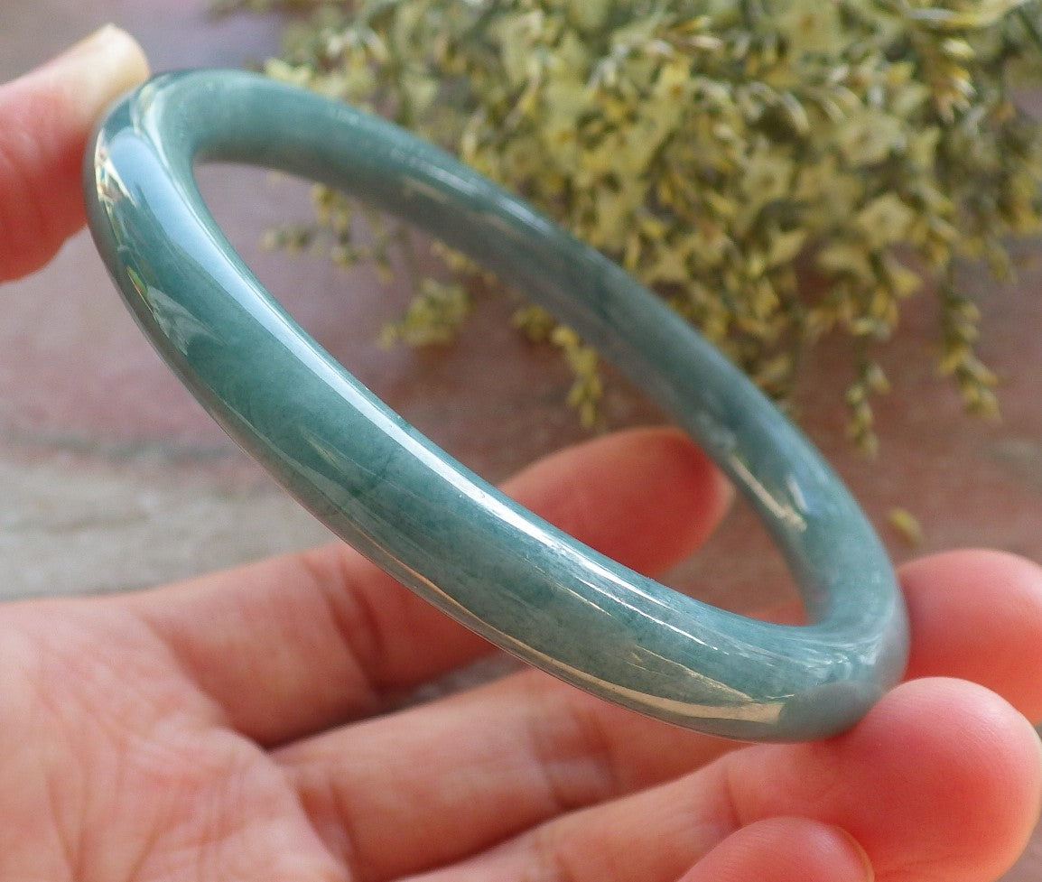 Certified Green Burma 100% Natural A JADE Jadeite Circle Bangle Bracelet 58 mm 手镯 643854 TN
