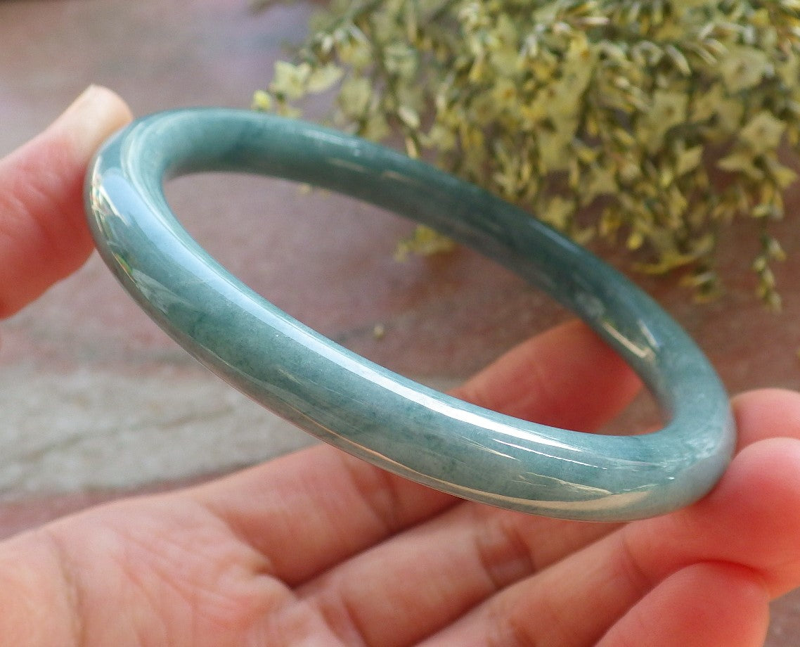 Certified Green Burma 100% Natural A JADE Jadeite Circle Bangle Bracelet 58 mm 手镯 643854 TN