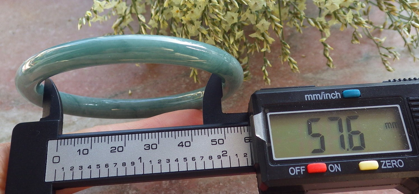 Certified Green Burma 100% Natural A JADE Jadeite Circle Bangle Bracelet 58 mm 手镯 643854 TN