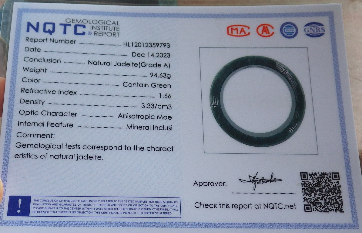 Certified Icy Green Burma 100% Natural A JADE Jadeite Dragon Phoenix Bangle Bracelet 65 mm 手镯 643908 TN