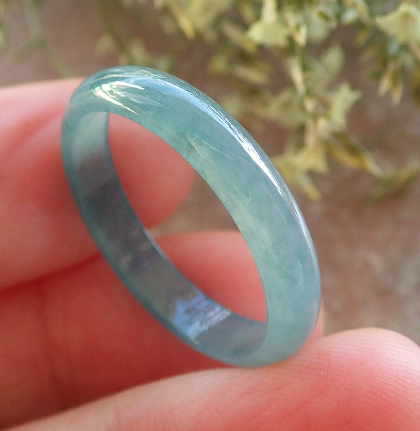 Certified Icy Green Burma 100% Natural A JADE Jadeite Circle RING USA. 10.25 戒指 644360 TN