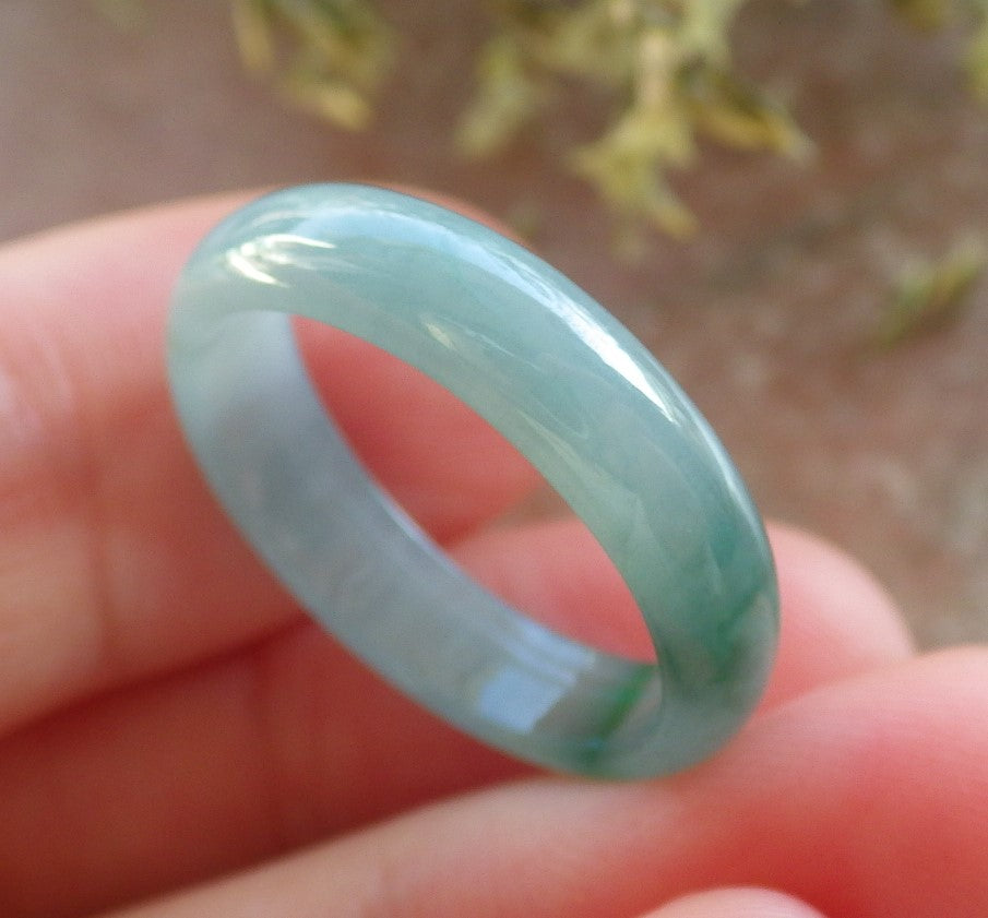 Certified Icy Green Burma 100% Natural A JADE Jadeite Circle RING USA. 7 戒指 644386 TN