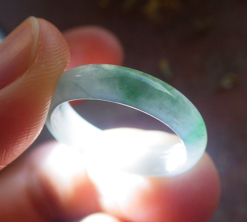 Certified Icy Green Burma 100% Natural A JADE Jadeite Circle RING USA. 7 戒指 644386 TN
