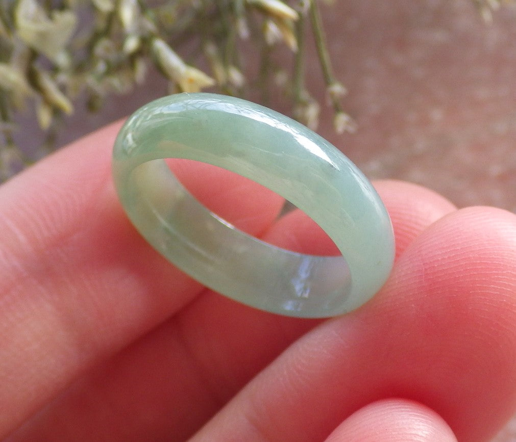 Certified Icy Yellow Green Burma 100% Natural A JADE Jadeite Circle RING USA. 6.25 戒指 644541 TN