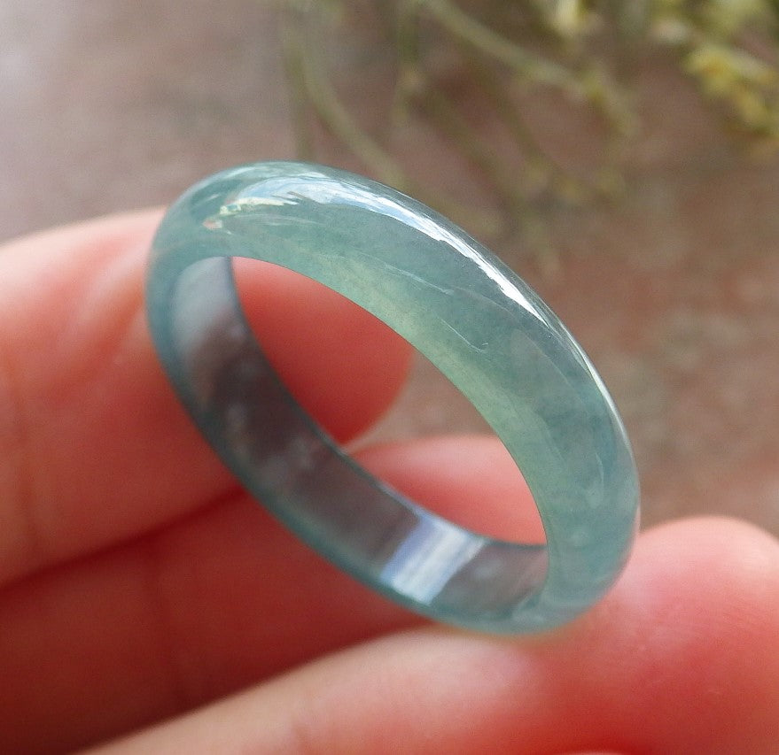 Certified Icy Green Burma 100% Natural A JADE Jadeite Circle RING USA. 9.5 戒指 645138 TN