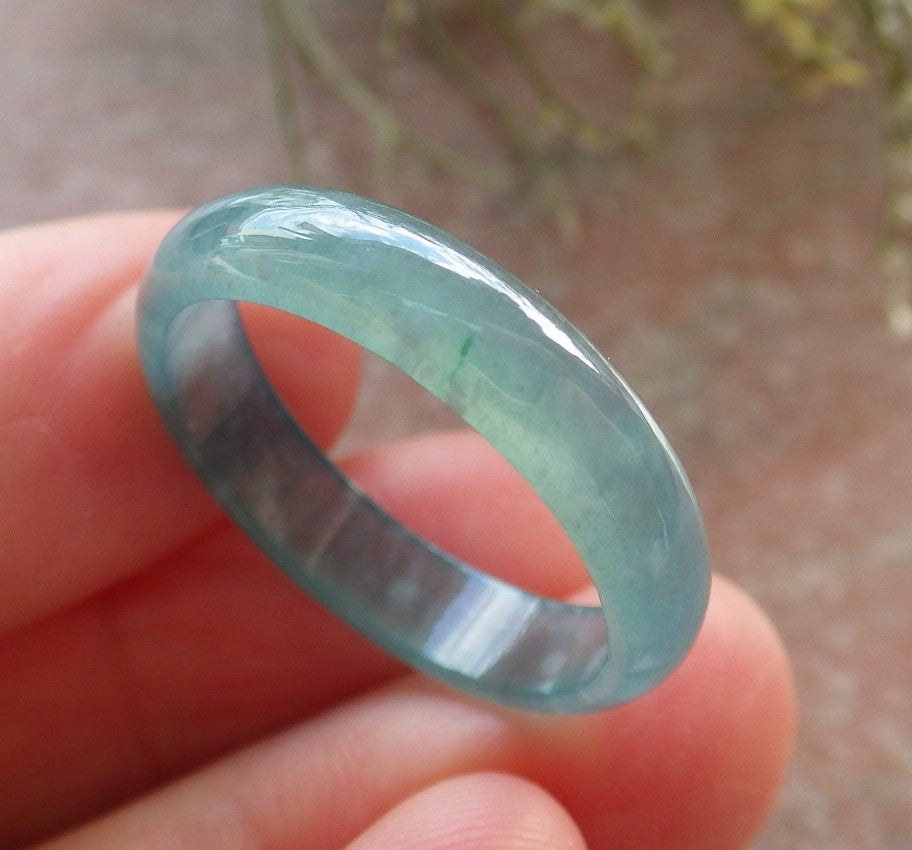 Certified Icy Green Burma 100% Natural A JADE Jadeite Circle RING USA. 9.5 戒指 645138 TN