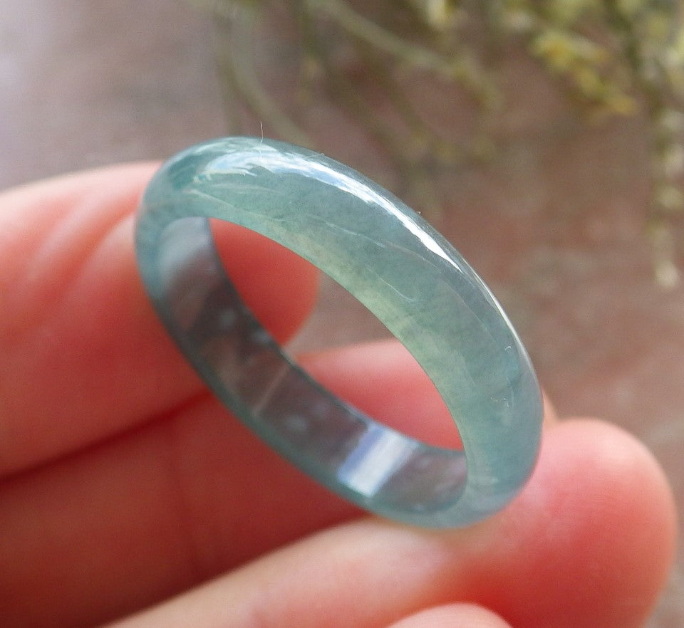 Certified Icy Green Burma 100% Natural A JADE Jadeite Circle RING USA. 9.5 戒指 645138 TN