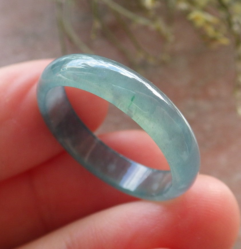 Certified Icy Green Burma 100% Natural A JADE Jadeite Circle RING USA. 9.5 戒指 645138 TN
