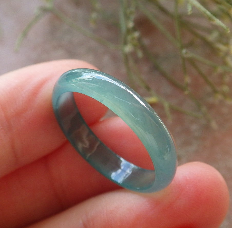 Certified Icy Green Burma 100% Natural A JADE Jadeite Circle RING USA. 9 戒指 645147 TN