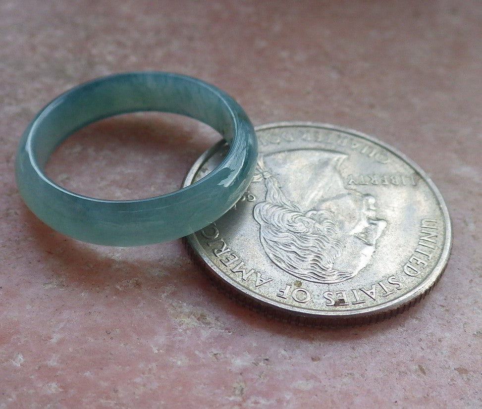 Certified Icy Green Burma 100% Natural A JADE Jadeite Circle RING USA. 6.5 戒指 645489 TN