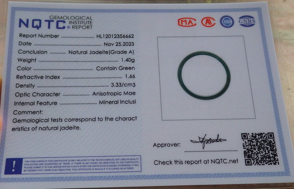 Certified Icy Green Burma 100% Natural A JADE Jadeite Circle RING USA. 8.5 戒指 645569 TN