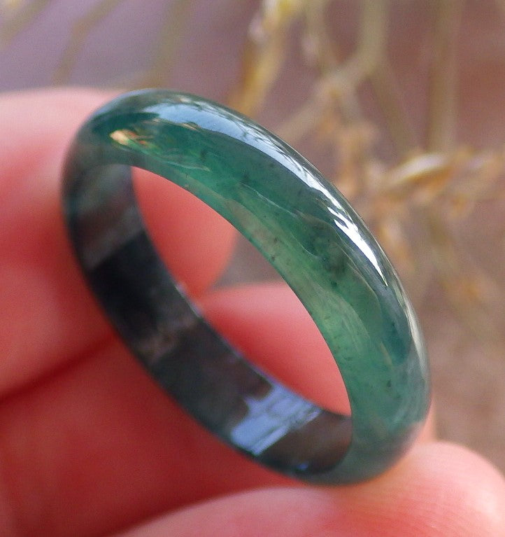Certified Icy Green Burma 100% Natural A JADE Jadeite Circle RING USA. 7.5 戒指 645941 TN