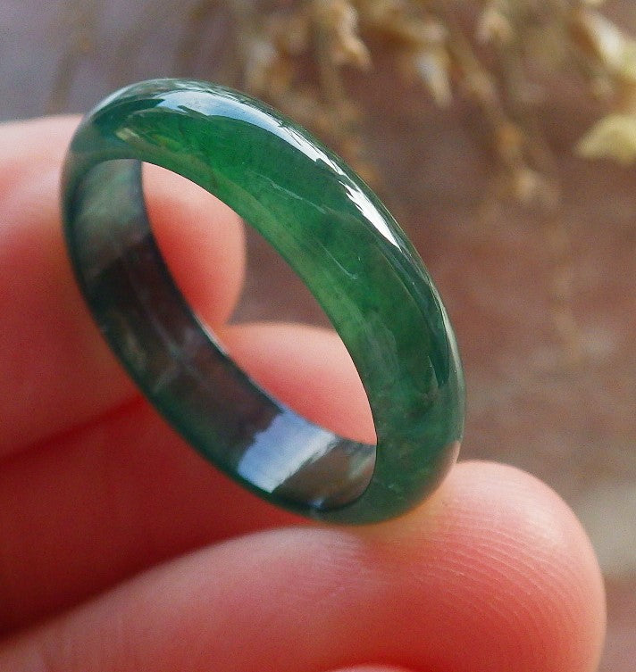Certified Icy Green Burma 100% Natural A JADE Jadeite Circle RING USA. 6.25 戒指 646001 TN
