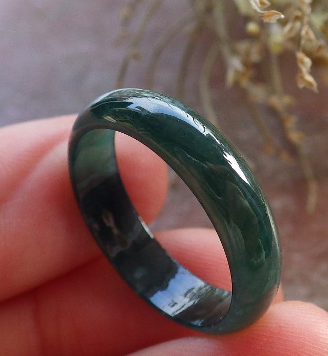 Certified Icy Green Burma 100% Natural A JADE Jadeite Circle RING USA. 9 戒指 646011 TN