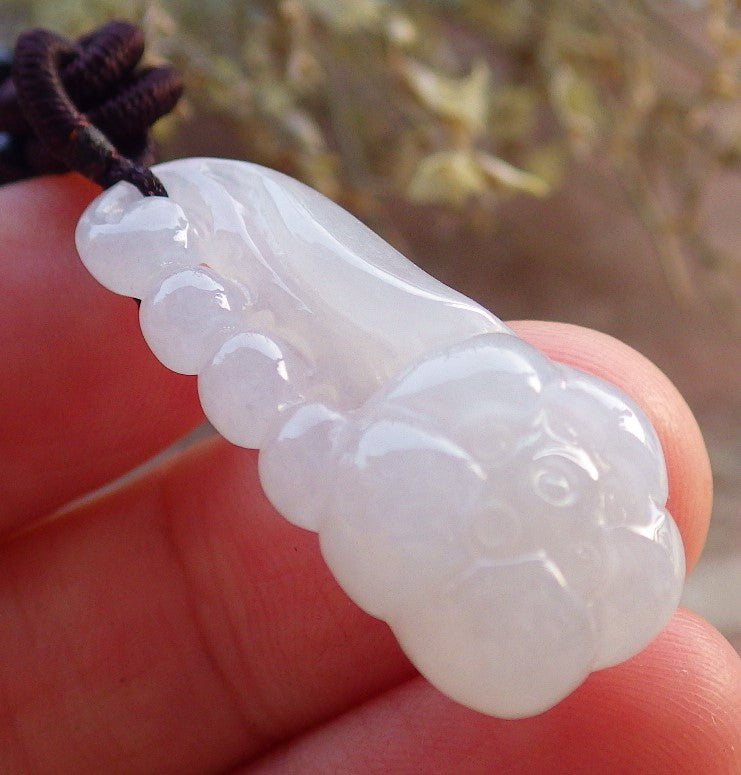Certified Icy White Burma 100% Natural A Jade jadeite pendant Rose Flower Necklace 花开富贵 646154 TN