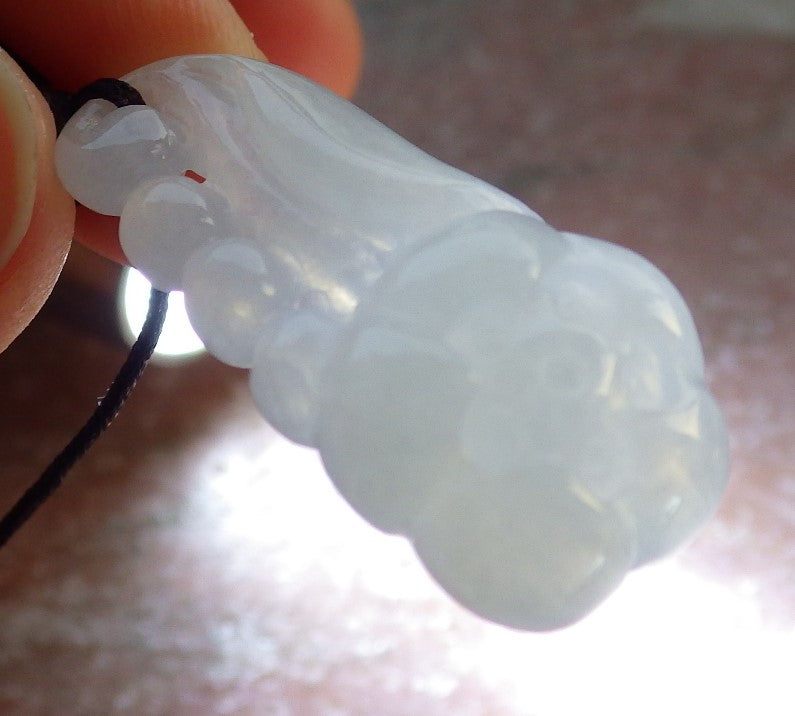 Certified Icy White Burma 100% Natural A Jade jadeite pendant Rose Flower Necklace 花开富贵 646154 TN