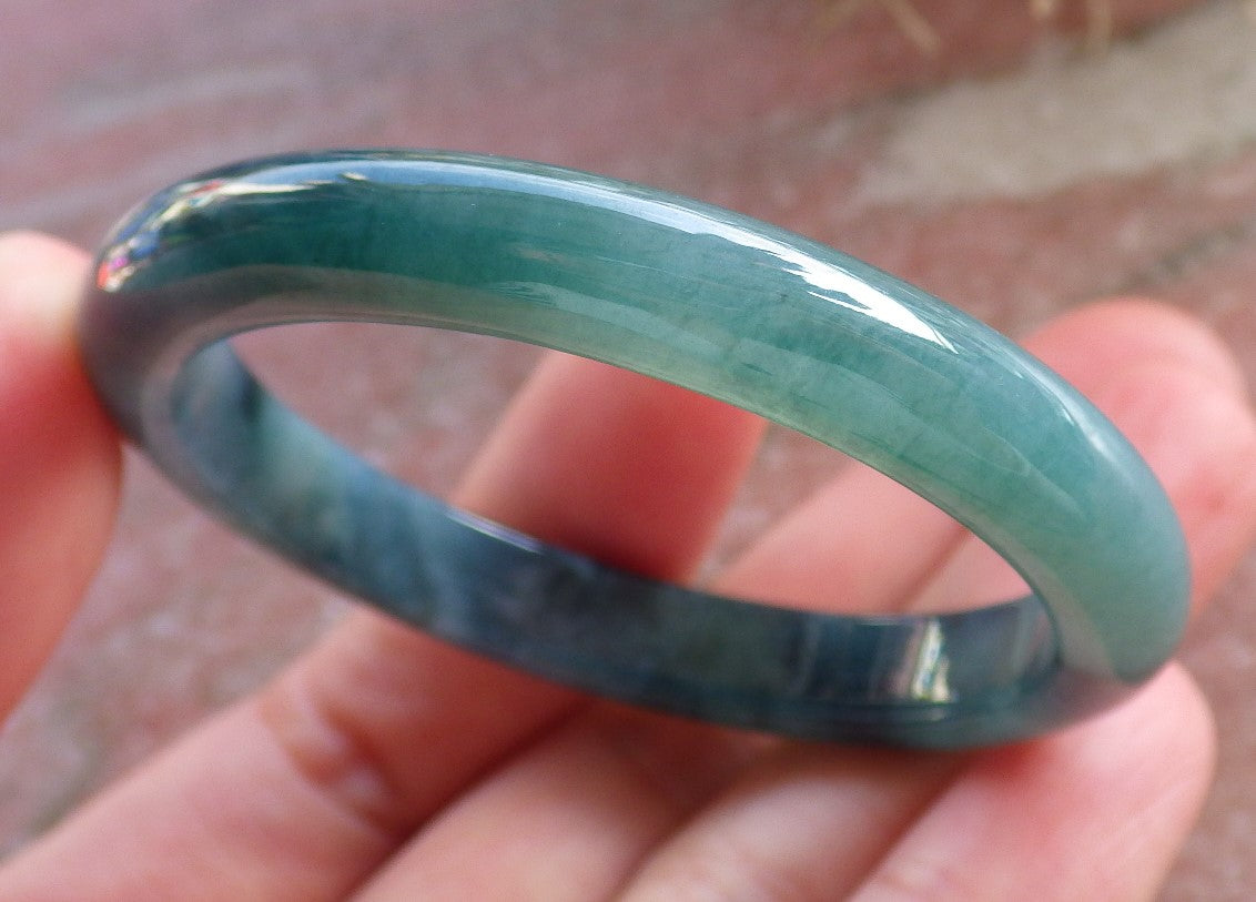 Certified Icy Blue Water Green Burma 100% Natural A JADE Jadeite Baby Bangle Bracelet 43 mm 647031 TN