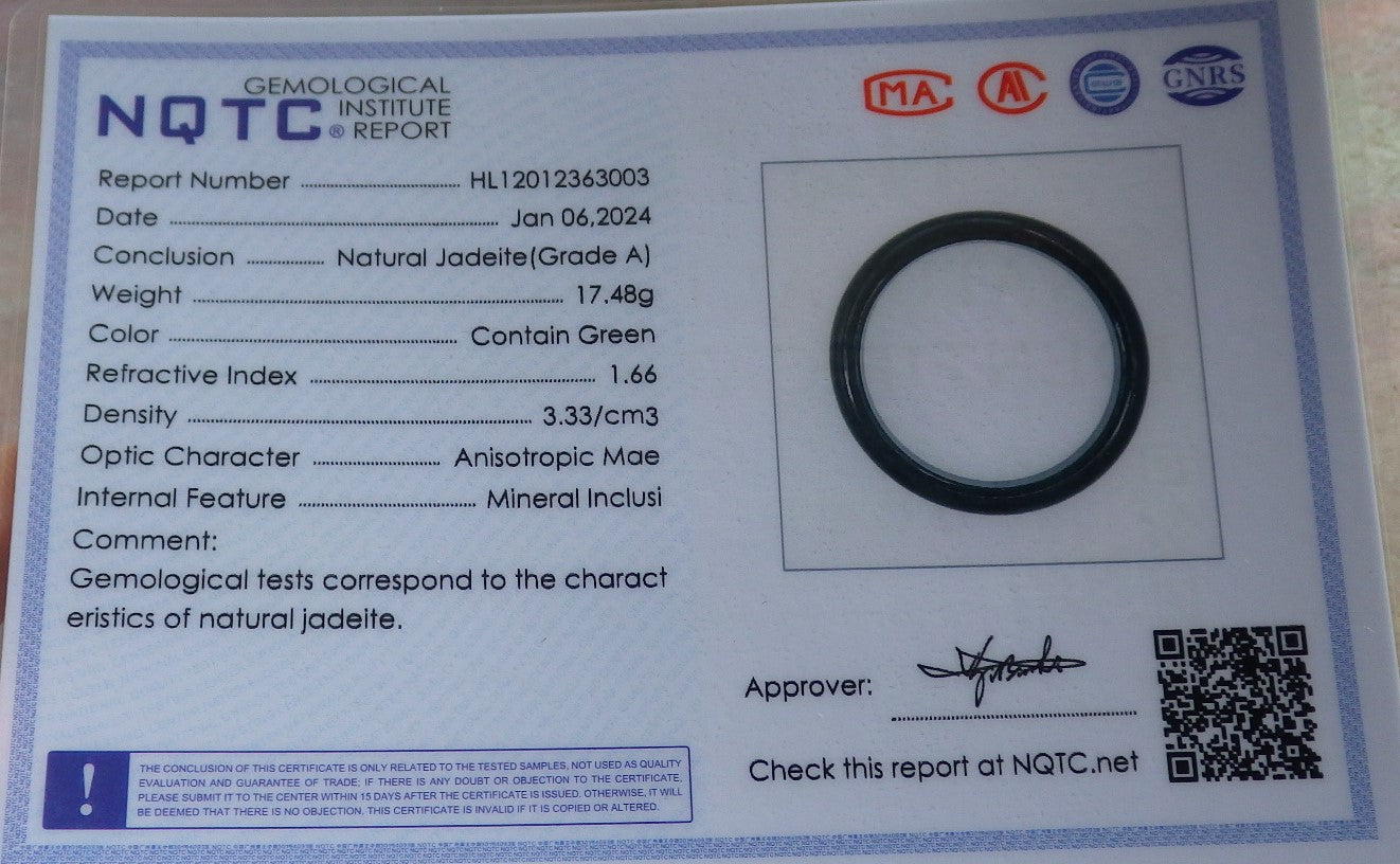 Certified Green Burma 100% Natural A JADE Jadeite Baby Bangle Bracelet 44 mm 647043 TN