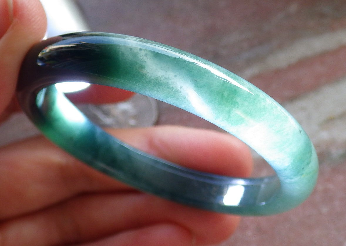 Certified Icy Green Burma 100% Natural A JADE Jadeite Baby Bangle Bracelet 46 mm 647080 TN