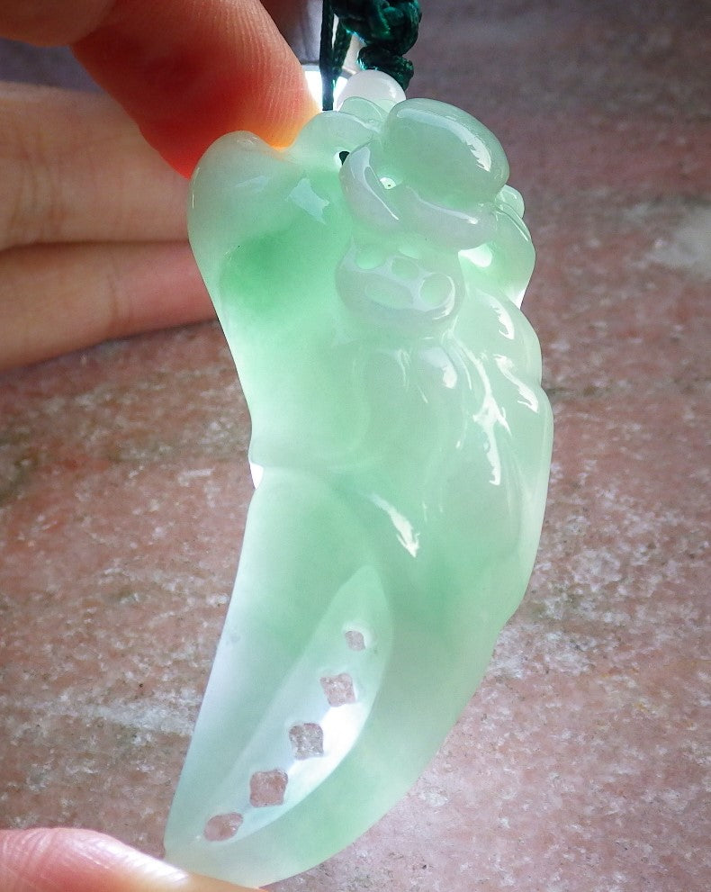Certified Green Burma 100% Natural A Jade jadeite Pendant Crab Money Coin Necklace 招财蟾 647148 TN