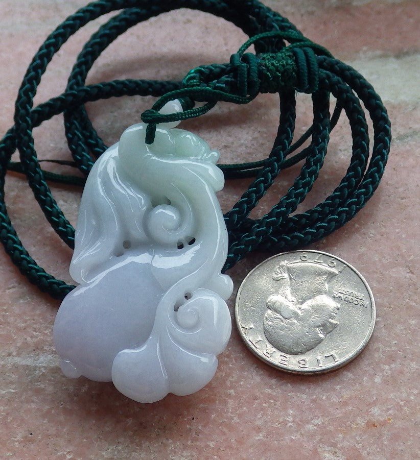 Certified Green Pale Lavender Burma 100% Natural A Jade jadeite Pendant Gold Fish Ruyi Necklace 金玉满堂 647177 TN