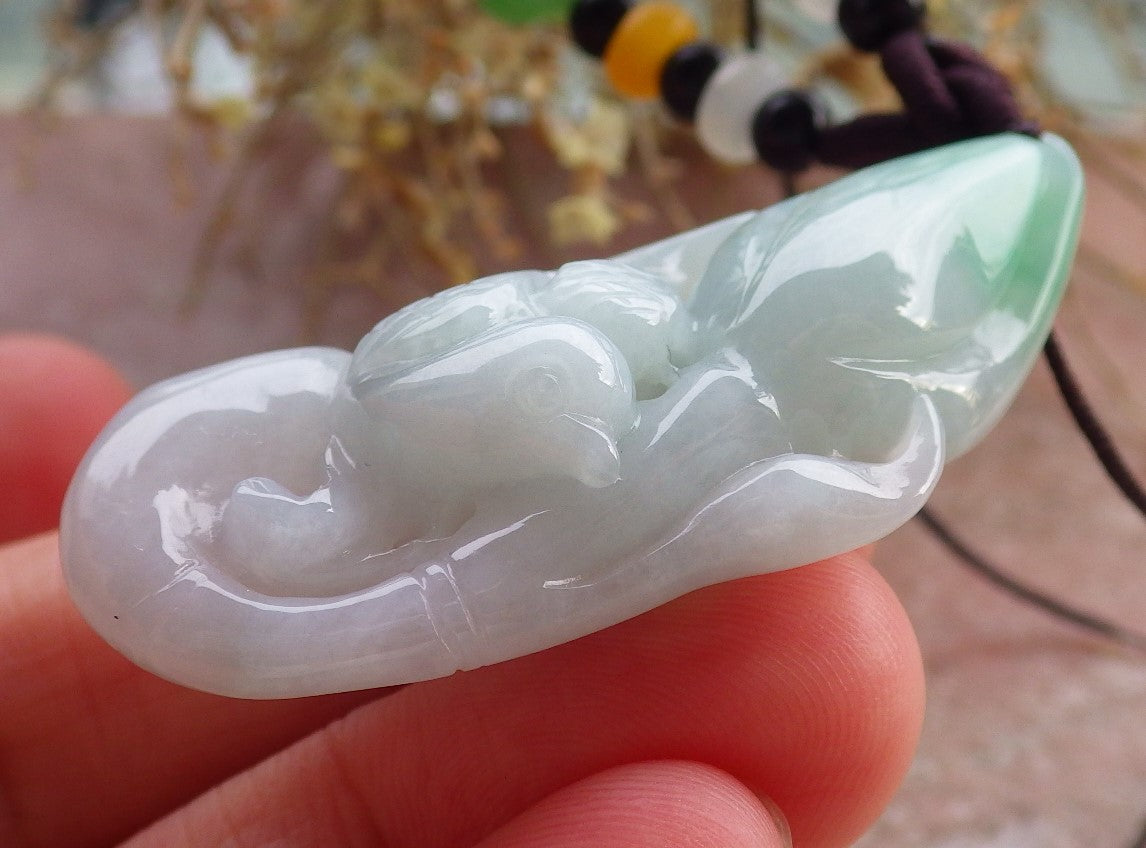 Certified Green Burma 100% Natural A Jade jadeite Pendant Phoenix Bird Flower Necklace 647220 TN