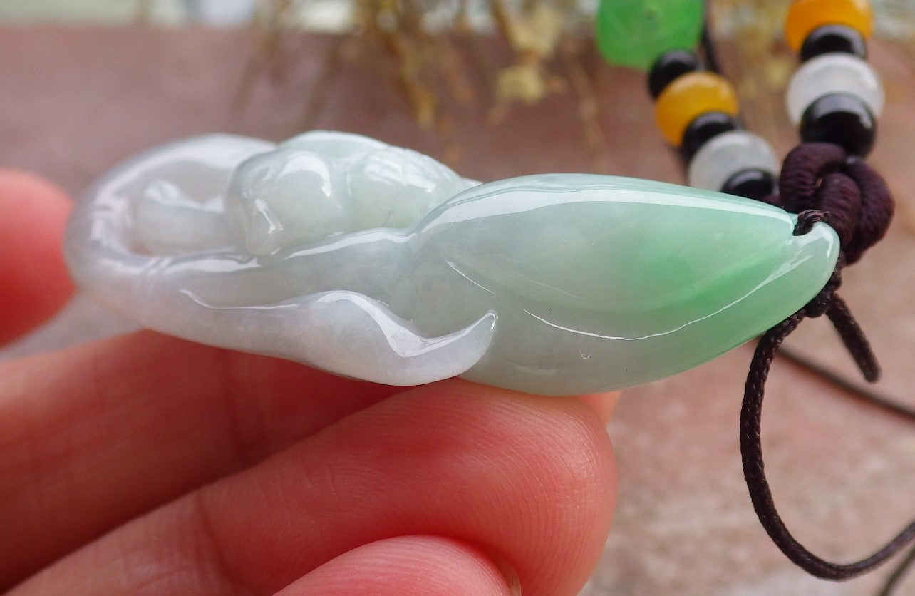 Certified Green Burma 100% Natural A Jade jadeite Pendant Phoenix Bird Flower Necklace 647220 TN
