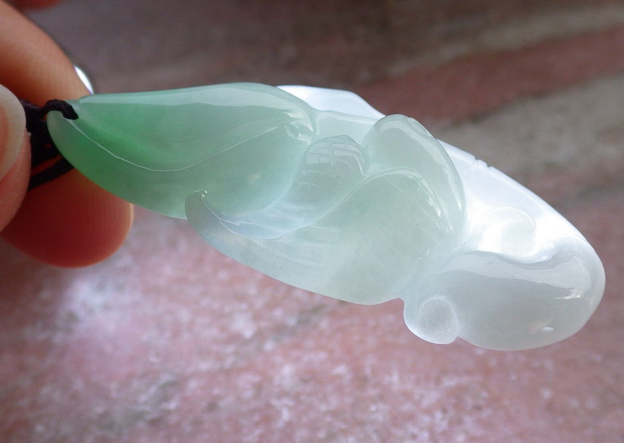 Certified Green Burma 100% Natural A Jade jadeite Pendant Phoenix Bird Flower Necklace 647220 TN