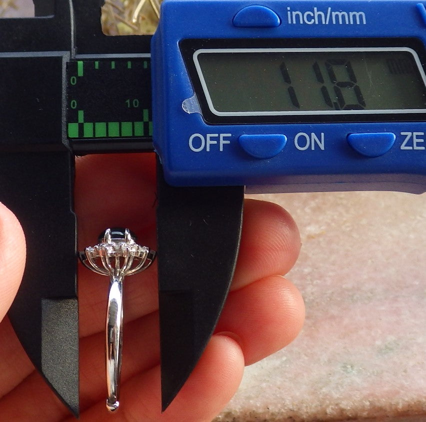 Certified Icy Green silver 0.925 Burma 100% Natural A JADE Jadeite Cabochon Flower RING USA 8 戒指 647239 TN