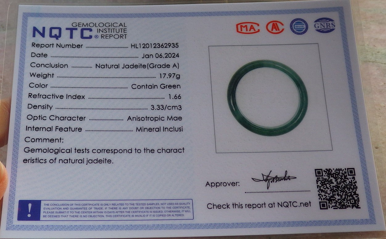 Certified Icy Green Burma 100% Natural A JADE Jadeite Baby Bangle Bracelet 41 mm 647290 TN