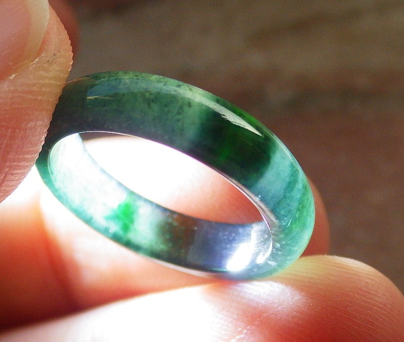 Certified Icy Green Burma 100% Natural A JADE Jadeite Circle RING USA. 4.75 戒指 647410 TN