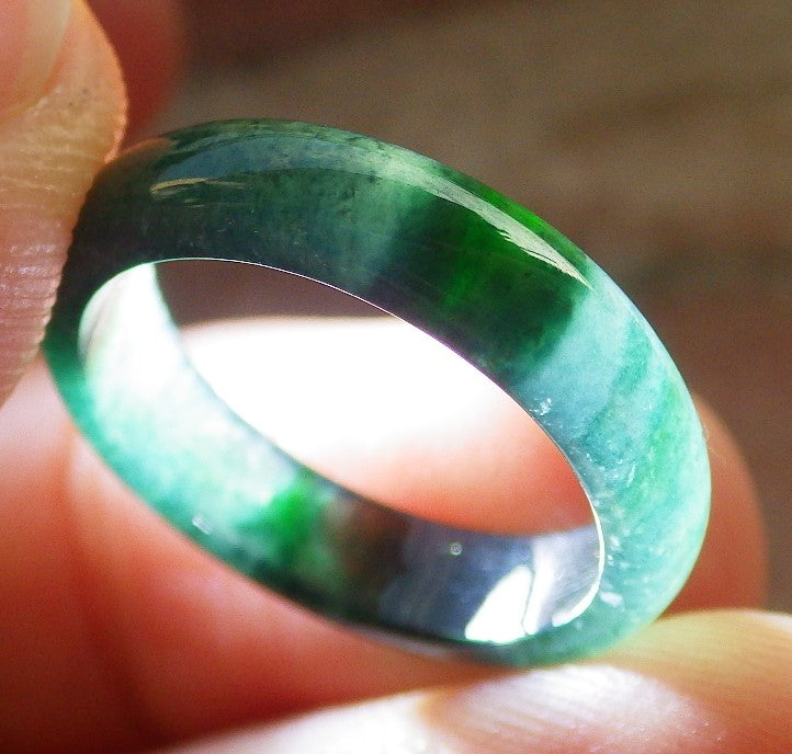Certified Icy Green Burma 100% Natural A JADE Jadeite Circle RING USA. 4.75 戒指 647410 TN