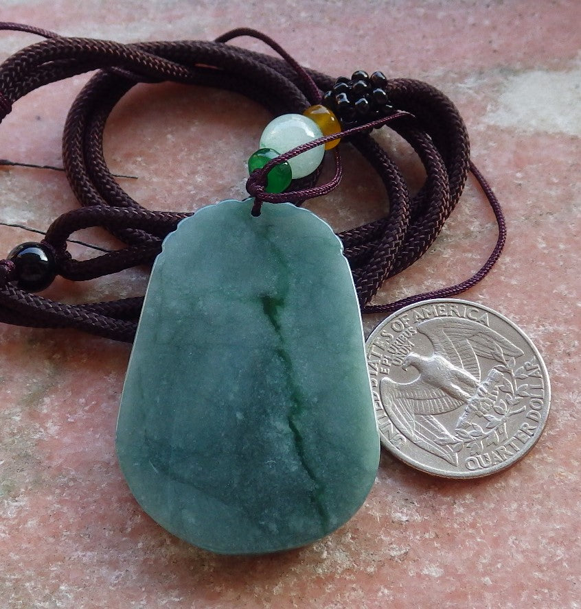 Certified Green Burma 100% Natural A Jade jadeite Pendant Dragon Necklace 生意兴隆 647518 TN
