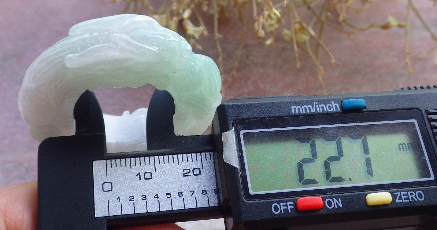 Certified Green Pale Lavender Burma 100% Natural A JADE Jadeite Dragon Bead RING USA. 12.75 龙戒指 647673 TN