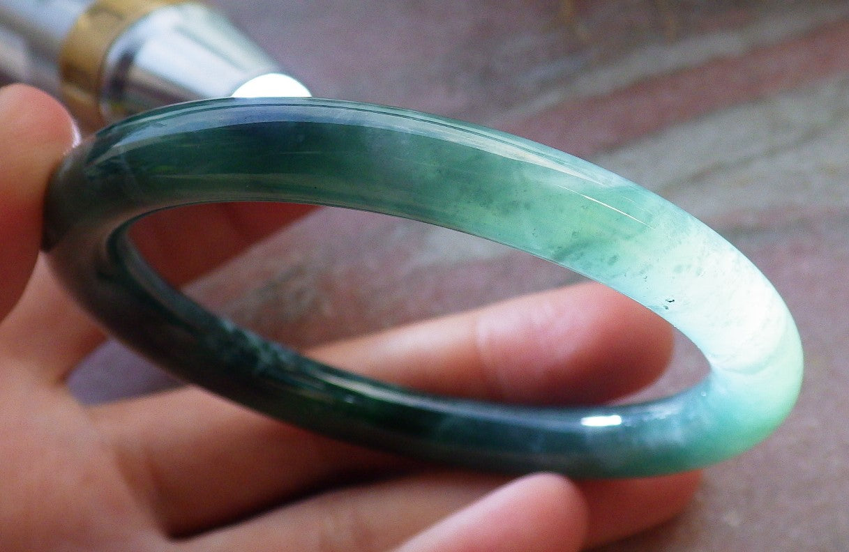 Certified Icy Green Burma 100% Natural A JADE Jadeite Circle Bangle Bracelet 57 mm 手镯 647751 TN