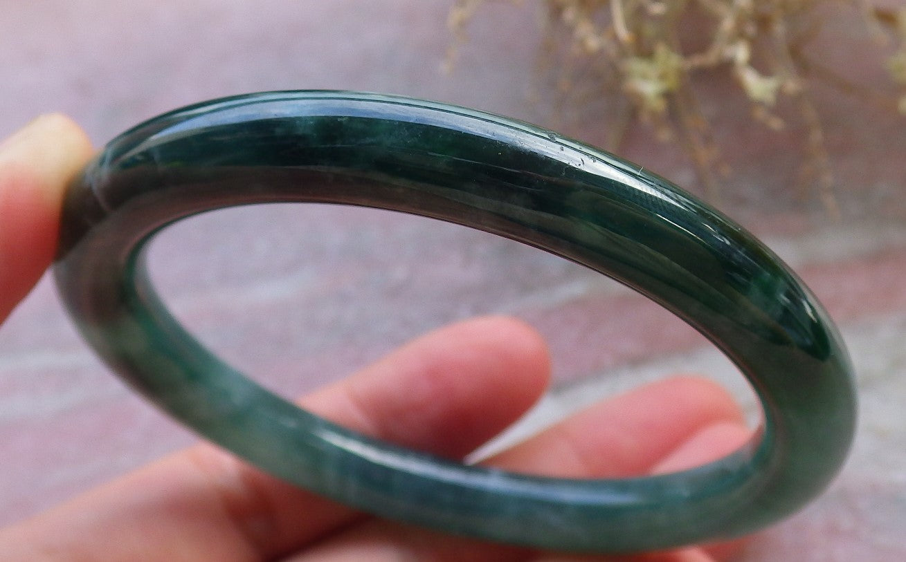 Certified Icy Green Burma 100% Natural A JADE Jadeite Circle Bangle Bracelet 57 mm 手镯 647751 TN