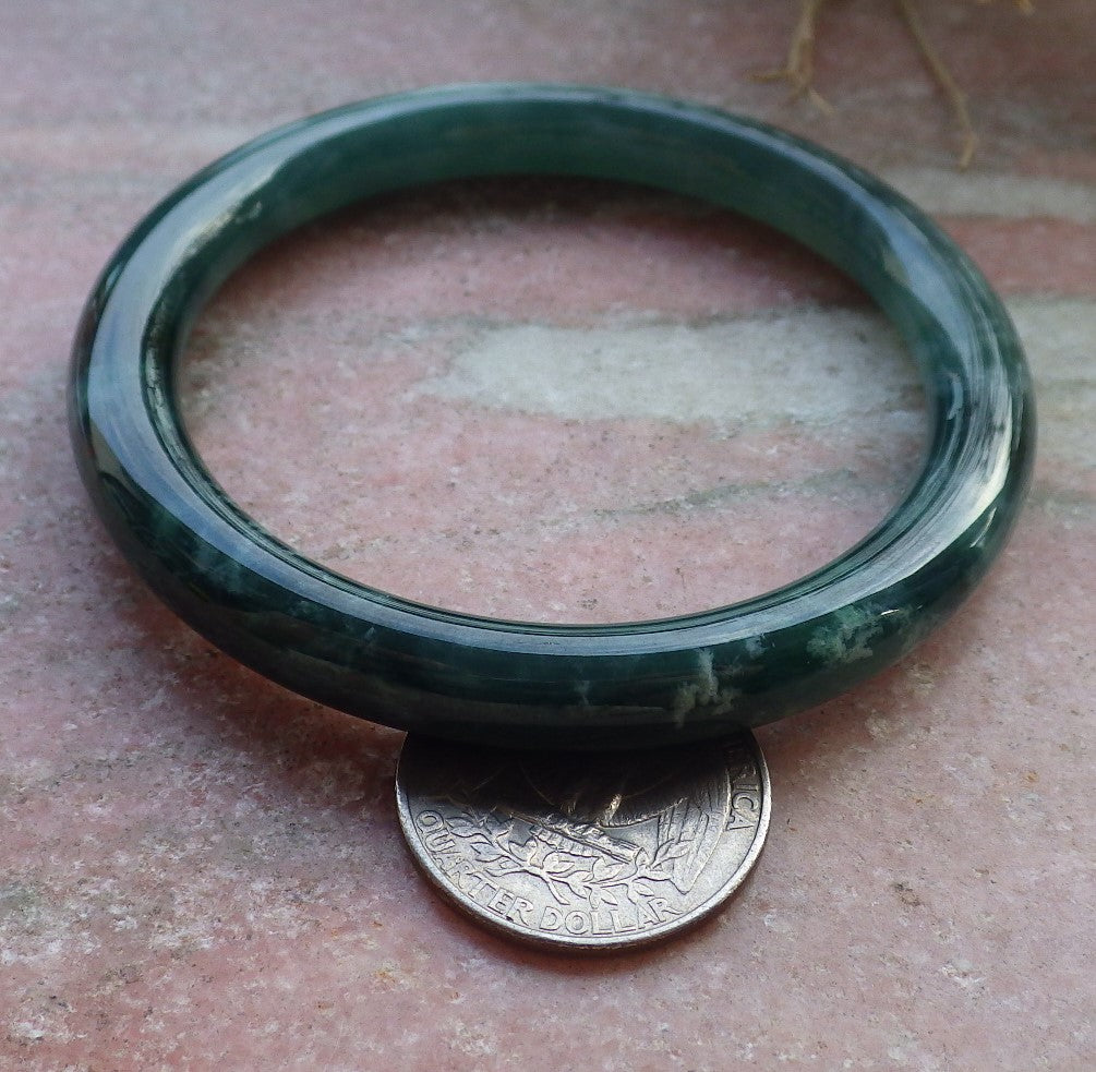 Certified Icy Green Burma 100% Natural A JADE Jadeite Circle Bangle Bracelet 57 mm 手镯 647751 TN