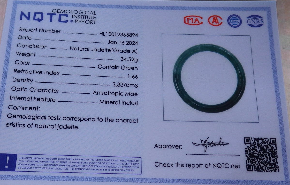 Certified Icy Green Burma 100% Natural A JADE Jadeite Circle Bangle Bracelet 57 mm 手镯 647751 TN