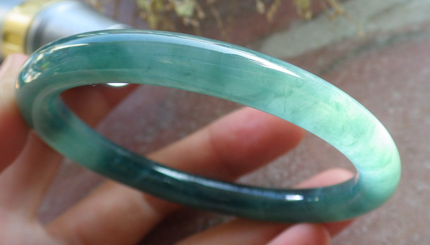 Certified Icy Green Burma 100% Natural A JADE Jadeite Circle Bangle Bracelet 57 mm 手镯 647834 TN