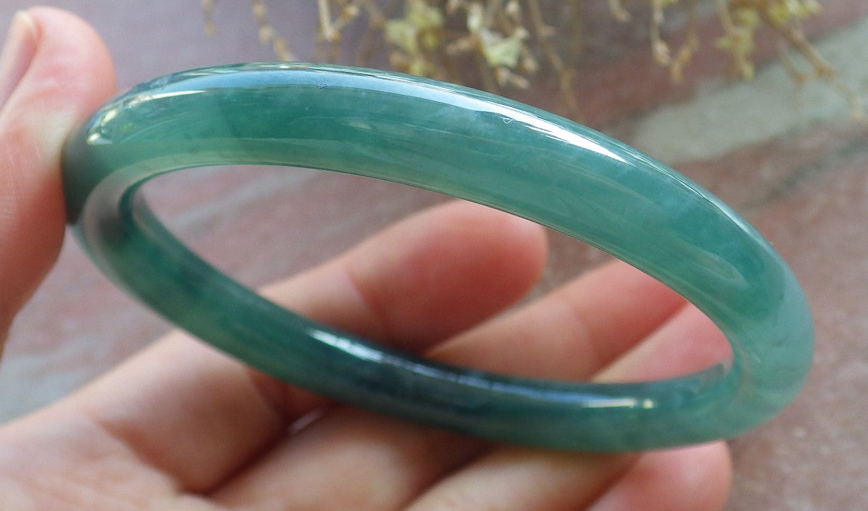 Certified Icy Green Burma 100% Natural A JADE Jadeite Circle Bangle Bracelet 57 mm 手镯 647834 TN