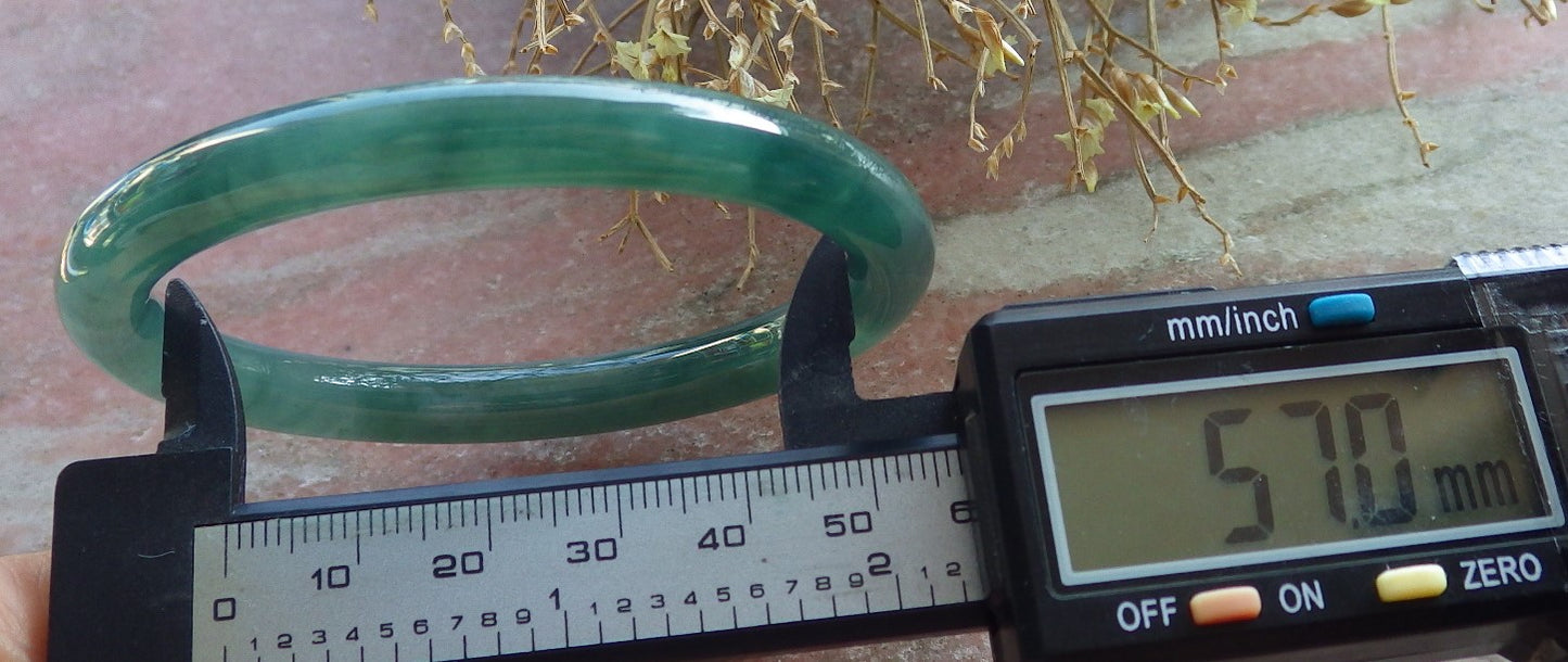 Certified Icy Green Burma 100% Natural A JADE Jadeite Circle Bangle Bracelet 57 mm 手镯 647834 TN