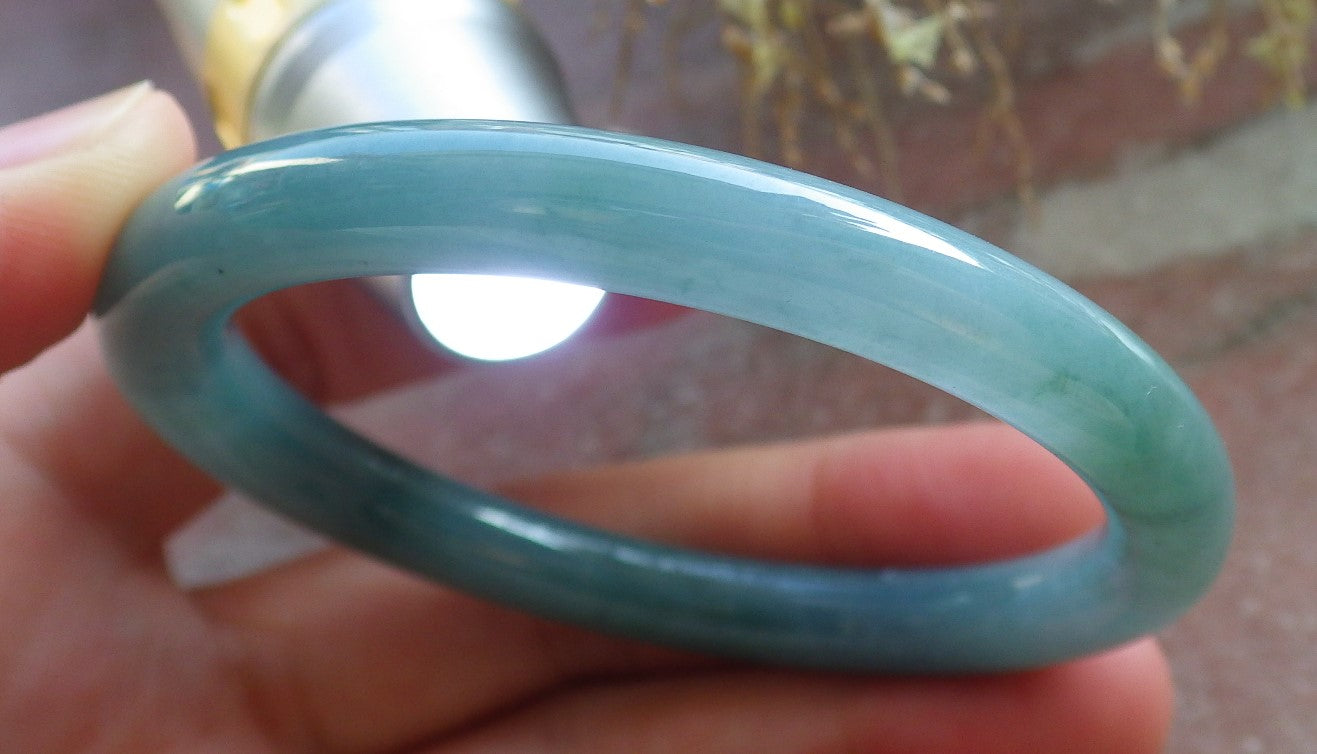 Certified Icy Green Pale Lavender Burma 100% Natural A JADE Jadeite Circle Bangle Bracelet 51 mm 手镯 647846 TN